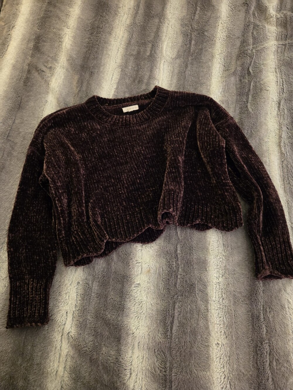 L.A. Hearts Cropped Chenille Crewneck Sweater Size S
